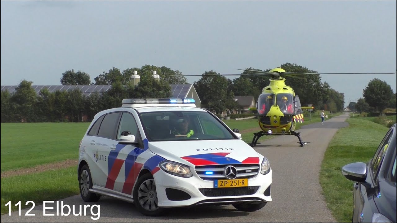 Fietser hindert politie tijdens een MMT Traumahelikopter inzet in Dronten