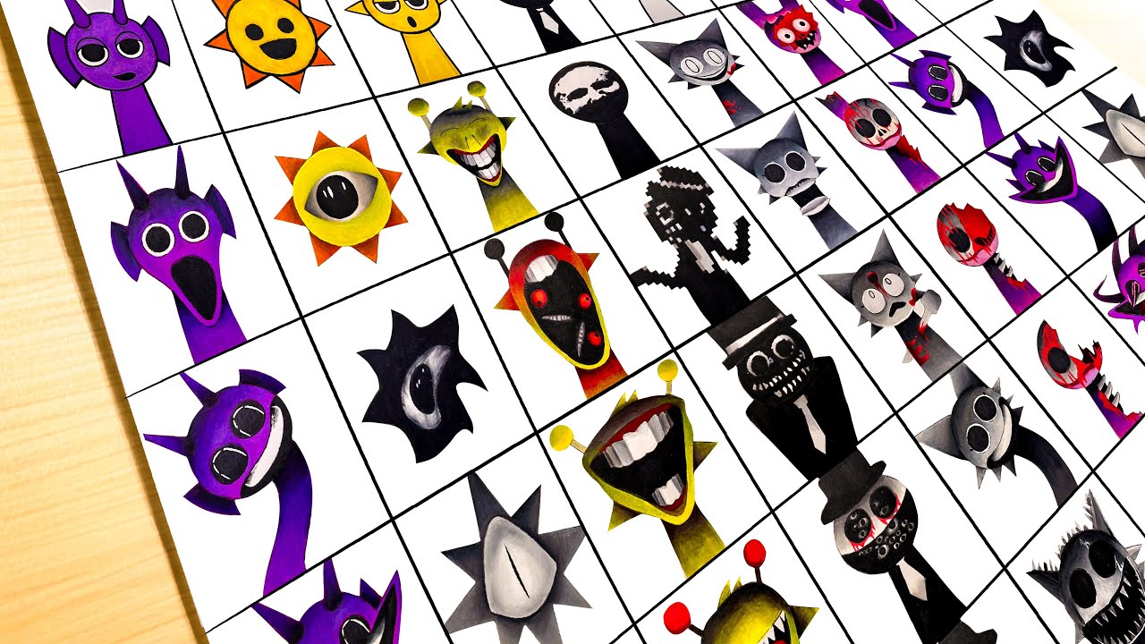 Рисование всех Incredibox Sprunki Phase 1 VS Phase 2 VS Phase 3 VS Phase 4 VS Phase 5 - Durple