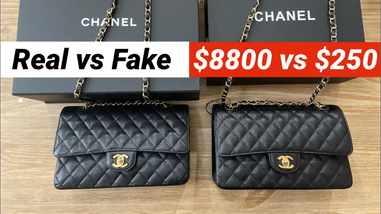 Сумка Chanel Classic Flap Medium Caviar Gold с фурнитурой – оригинал против подделки! Полное срав...