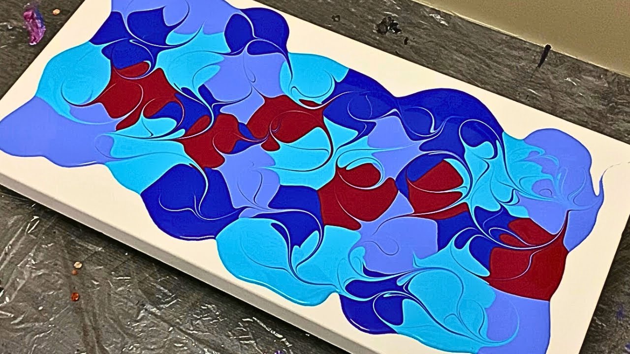 Summer Splash! 🌊 Gorgeous Blue’s & Crimson! Fluid Art Express Colab!!