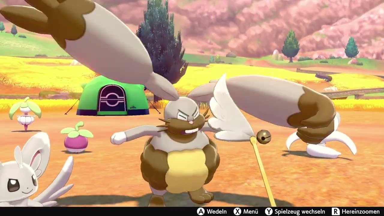 Pokémon Sword/Shield - Playing Feather Wand with Grebbit / Diggersby