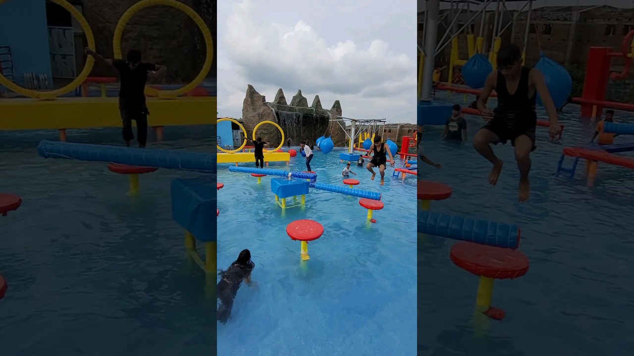 Jumping wipeout game at wild wadi water park ranchi water park fun | Wild wadi park ranchi
