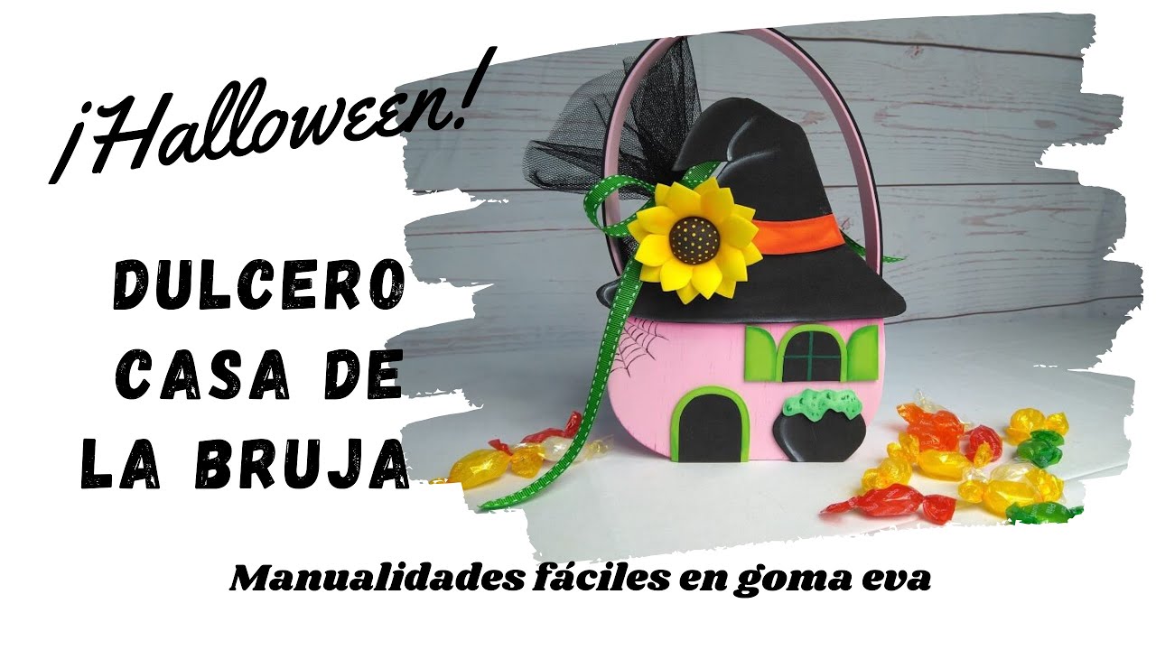 Dulcero para Halloween en foamy. Bolsa para golosinas en goma eva. Caramelera para halloween.