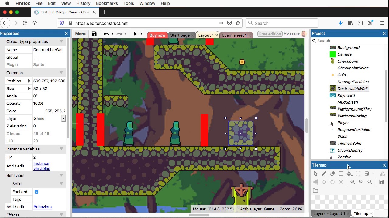 Construct 3: pt10 - Destructible Walls