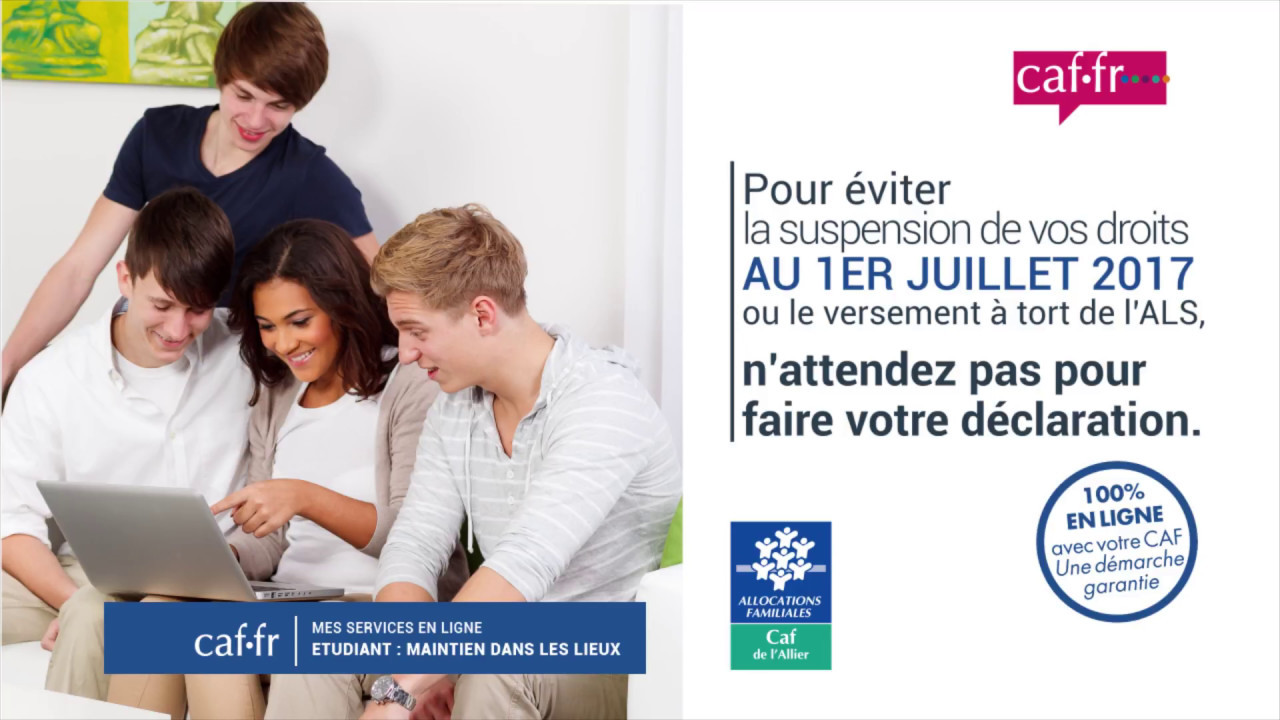 D&eacute;marche en ligne caf.fr : Etudiant maintien dans les lieux