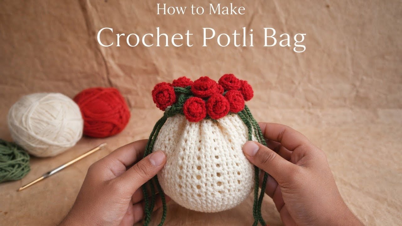 Crochet Potli Bag Full Tutorial 😍 | From Start to Final Look