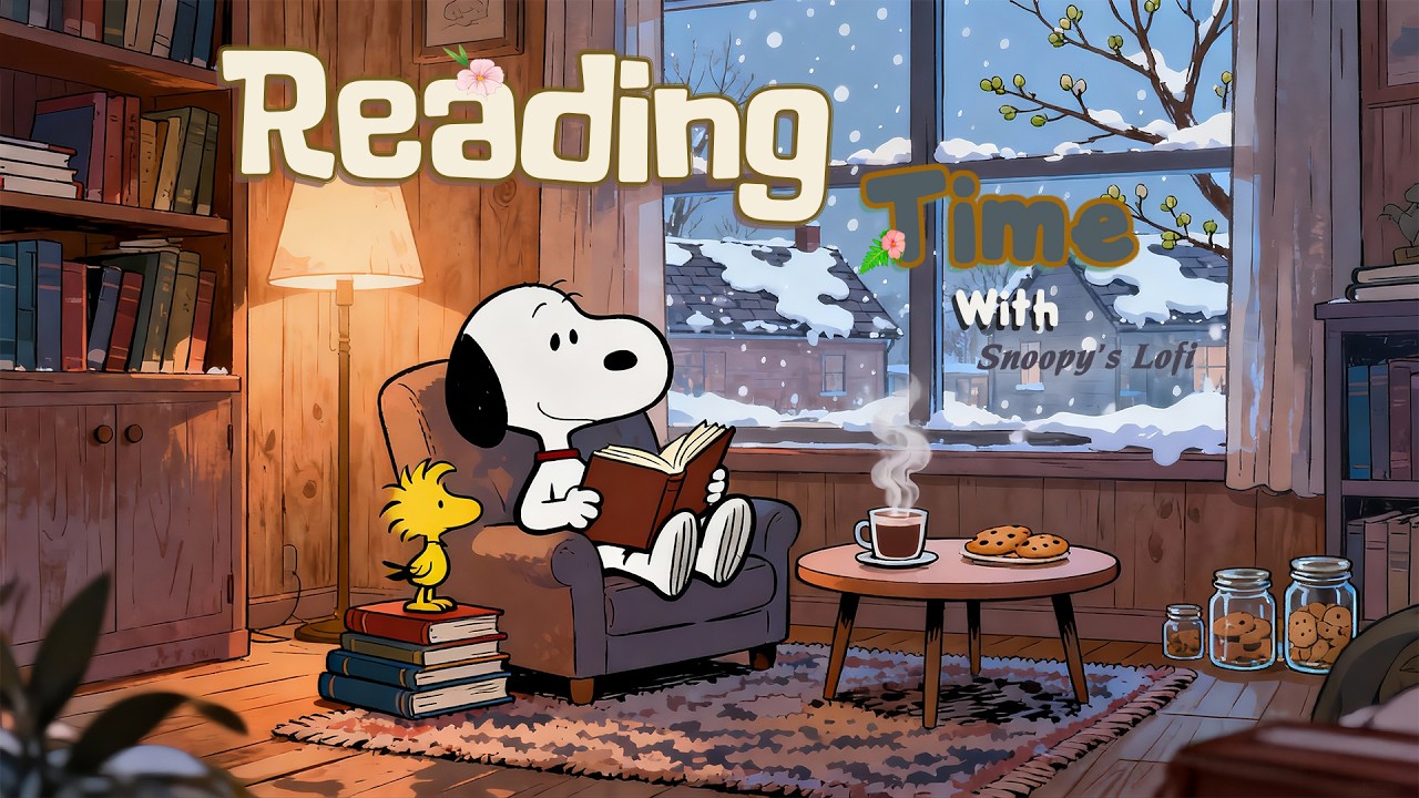 Snoopy Cozy Lofi Music 📚 Warm Jazz Tones for Focus, Reading & Calm Winter Evenings
