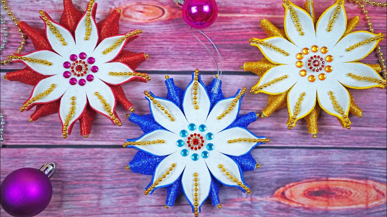 Glitter Foam Paper Crafts🎄 How to Make Christmas Snowflake🎄 DIY Homemade Christmas Crafts Idea