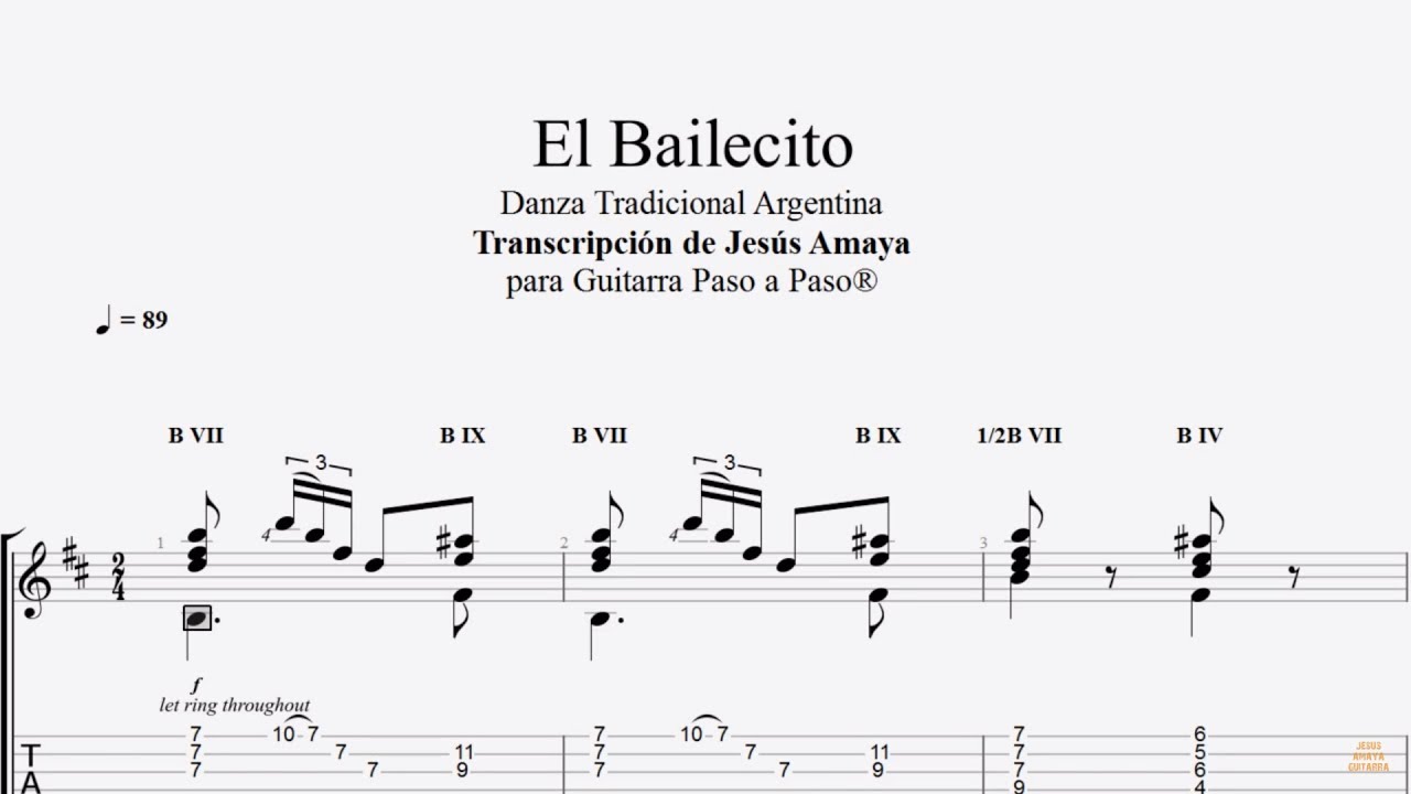 El Bailecito - Danza Tradicional - Tablatura por Jesús Amaya...
