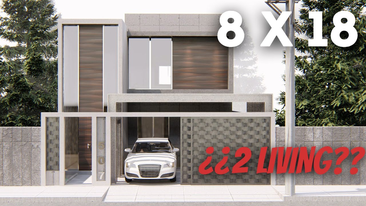 PLANO DE CASA DE 8 X 18 METROS CON 4 HABITACIONES / HOUSE PLANS 8 X 18 METERS WITH 4 BEDROOMS
