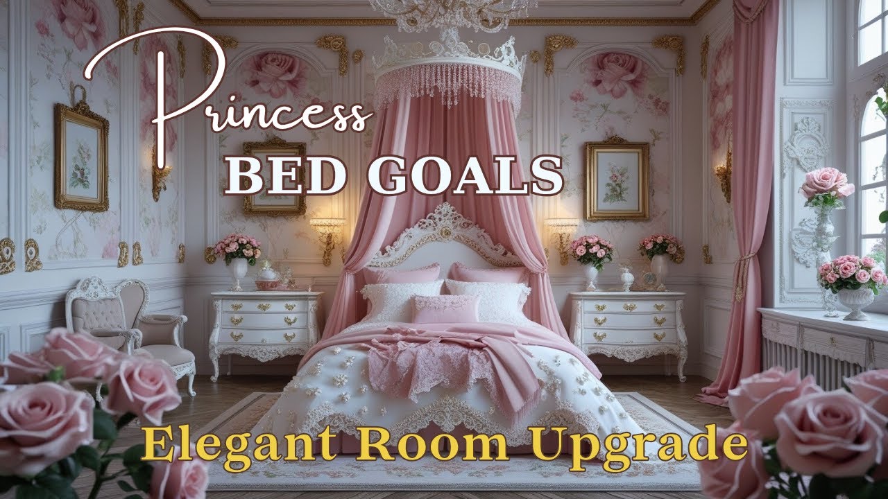 Красота барокко во всей красе | Спальня в стиле рококо принцессы с жемчужными деталями и кроватью...