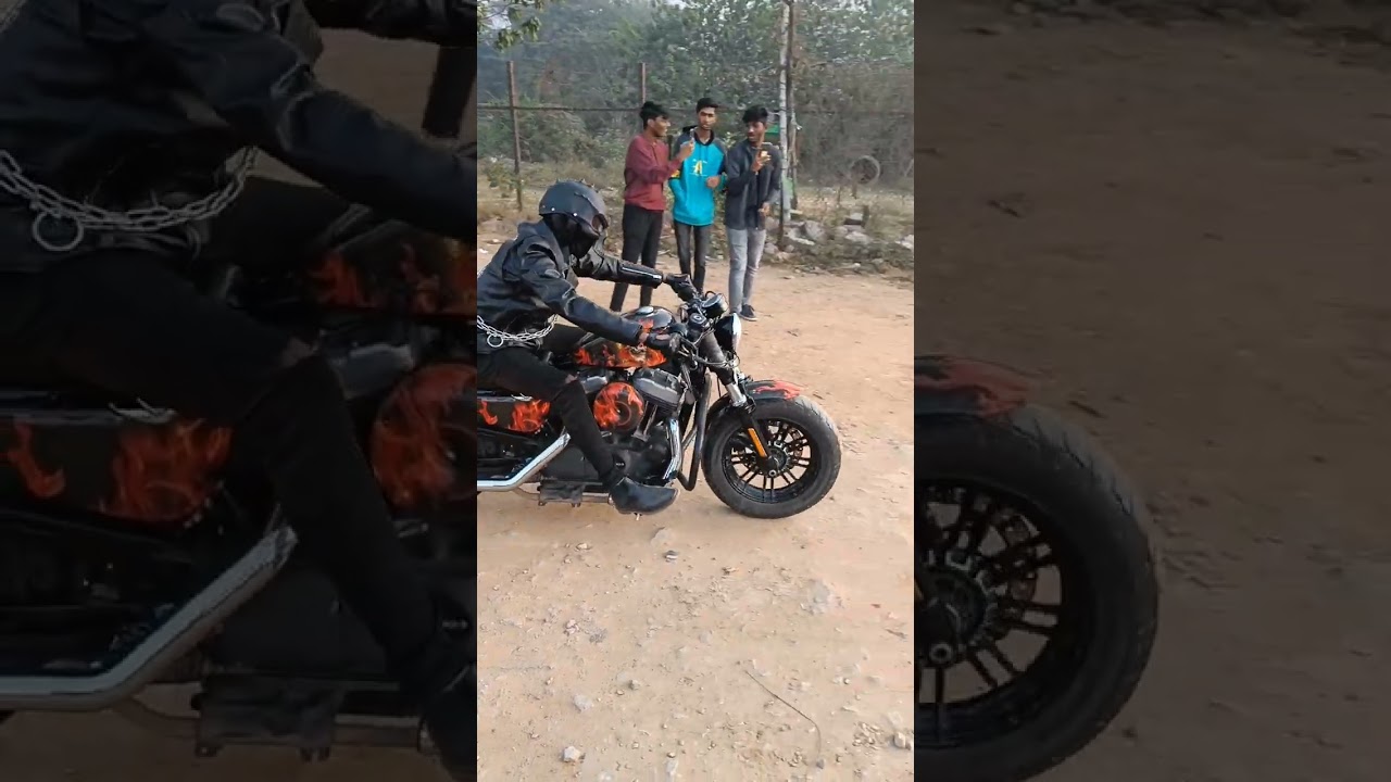 Real life Ghost Rider on a Harley Davidson 48#shorts #harleydavidson #bikeshorts #loudexhaust