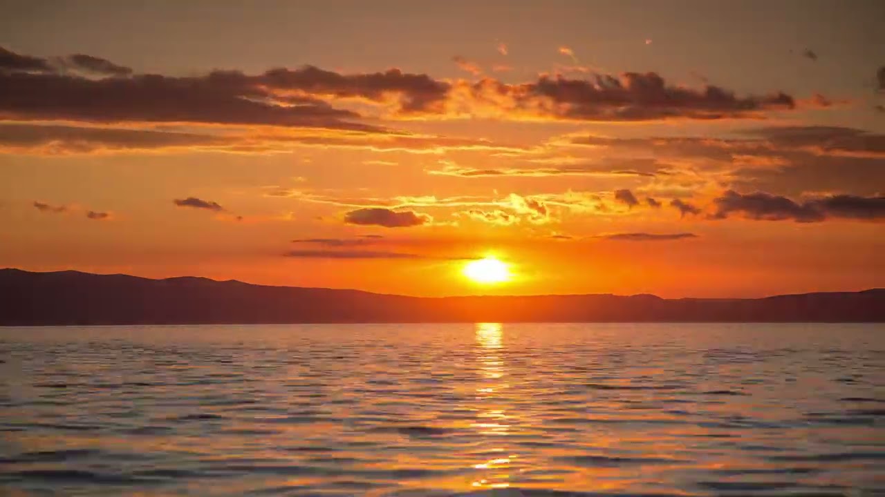 Stunning sunset seen from the sea