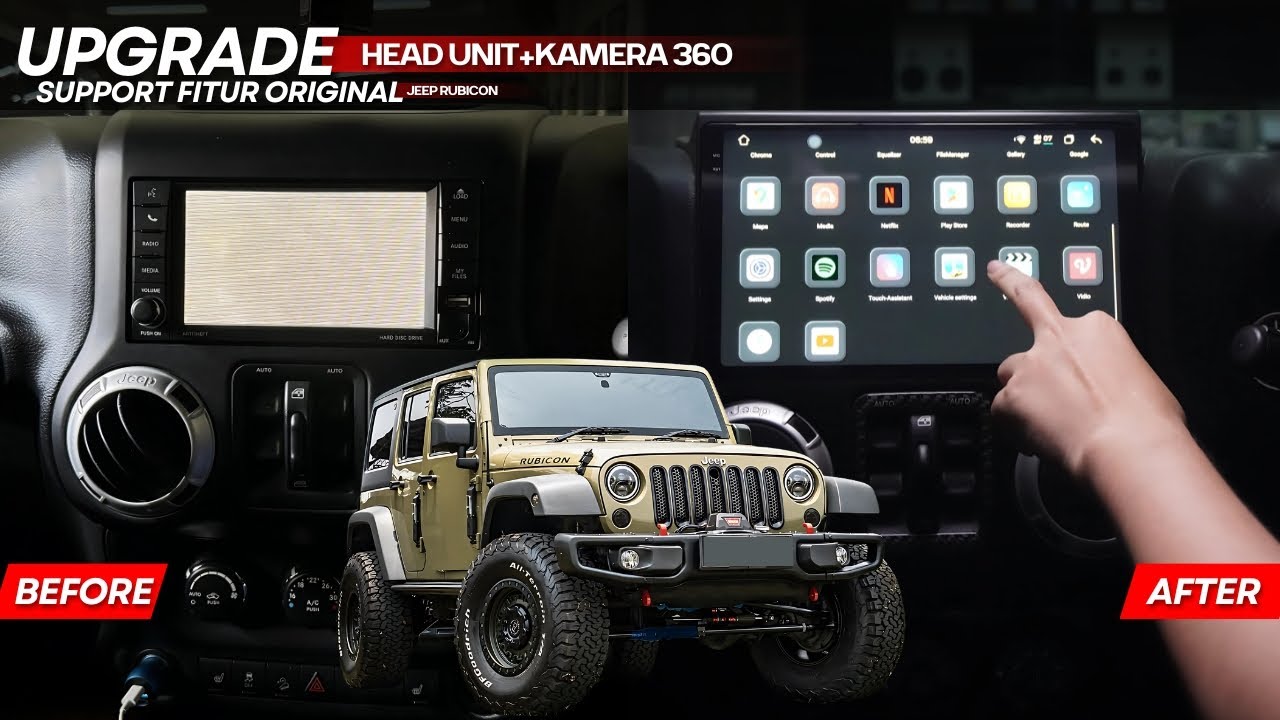 Upgrade Jeep Rubicon: Pasang Head Unit Android & Kamera 360!