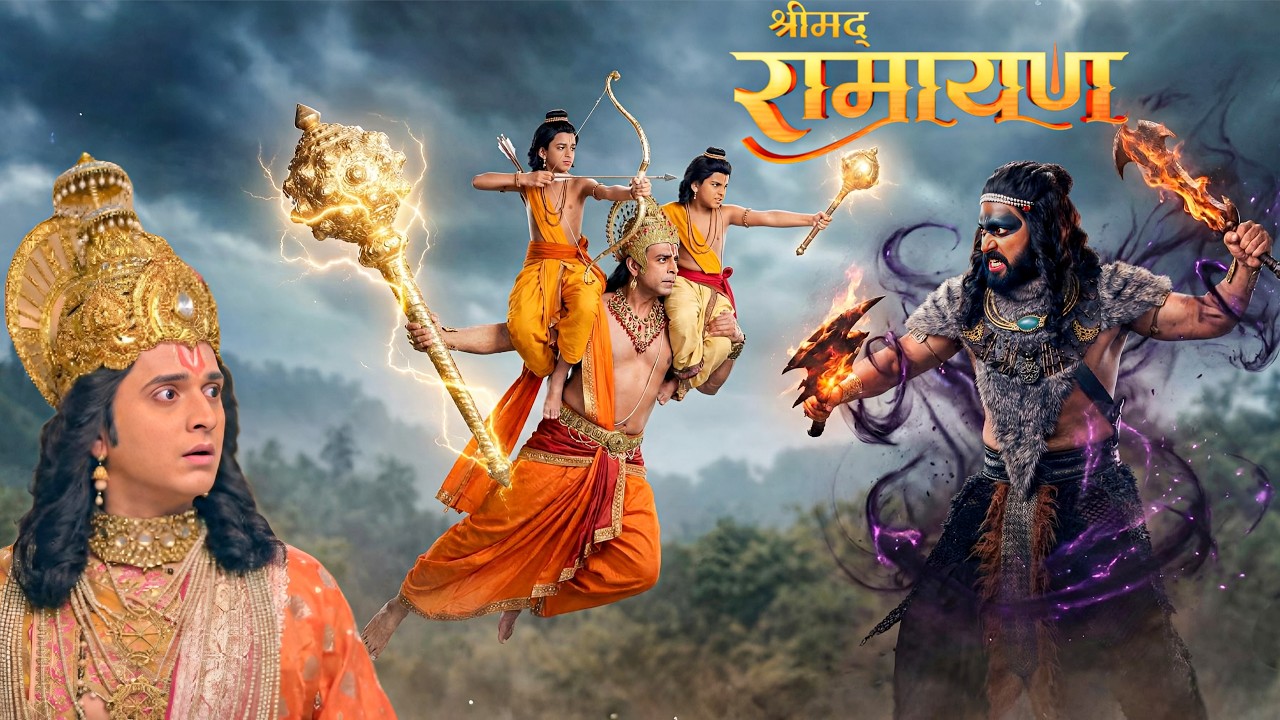 हनुमान जी के कंधों पर बैठकर  किया लव-कुश ने राक्षस का सामना || Shrimad Ramayan