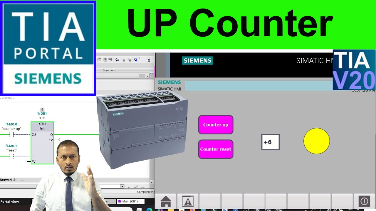 Siemens TIA Portal UP Counter tutorial with HMI Screen