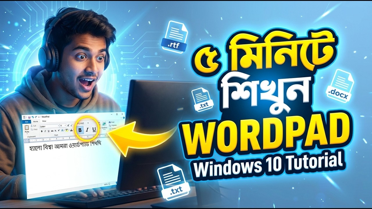 WordPad Bangla Tutorial 2026 | Windows 10 এ WordPad ব্যবহার শিখুন (Step by Step)