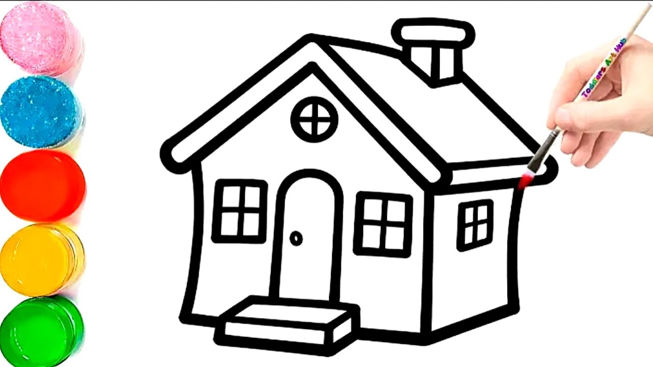 How to draw Cute House🏠 | Easy house drawing and coloring step by step for kids and toddlers 
