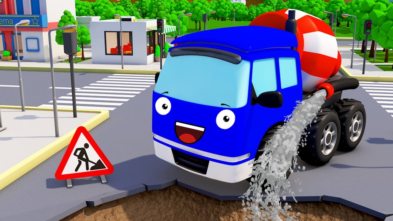 Cement Mixer Truck Excavator in the City | Construction Vehicles | Bip Bip Cars & Trucks for Kids