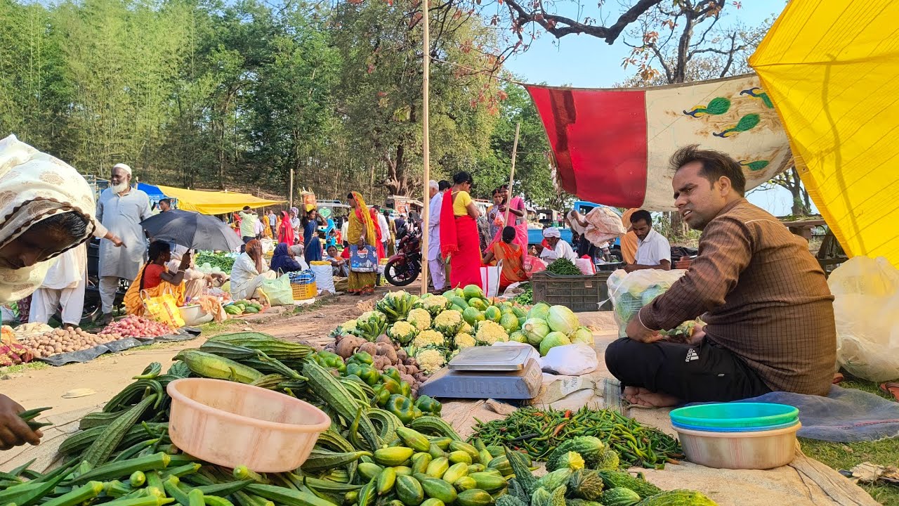 मंगलवार बाजार में सब्जी सस्ता हुआ टमाटर 10 रुपए किलो 🍅#farming #vegitablemarket #foodblogging #vlog 