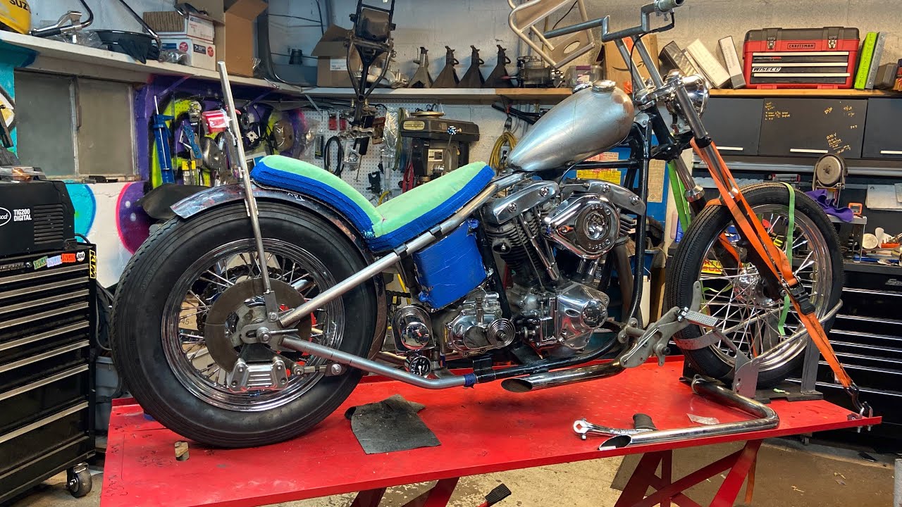 Shovelhead chopper: Chopping handlebars and making risers!