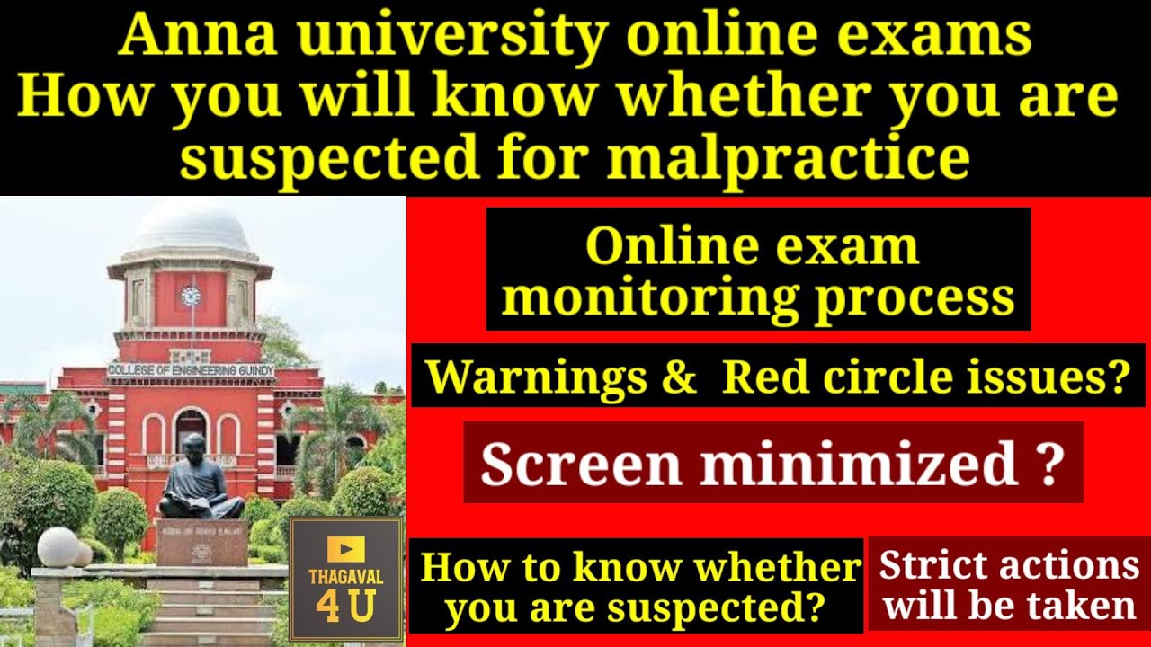 Anna university online exams|Malpractice-how you will know? Screen minimized? Monitoring process.