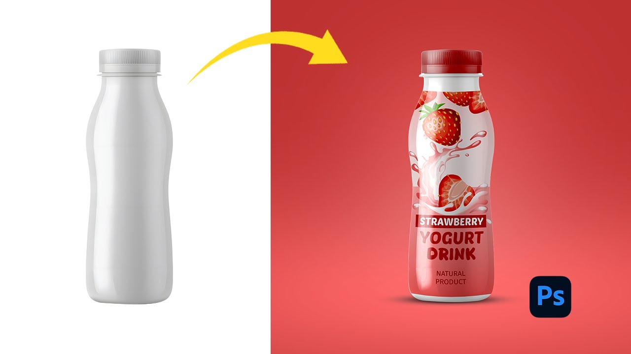 How to Create a Mockup in Photoshop | Yogurt Drink Bottle | Product Mockup Tutorial