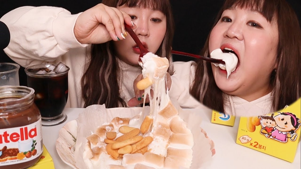 마쉬멜로우 + 돌아온배배 아메리카노, 흰우유 필수 먹방 (....단거못먹는사람 모여라) asmr realsound mukbang eatingshow