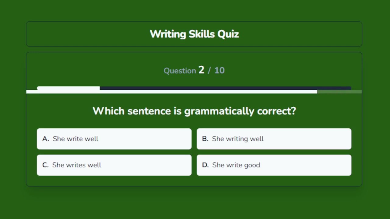 Writing Skills Quiz | Improve English Writing Practice