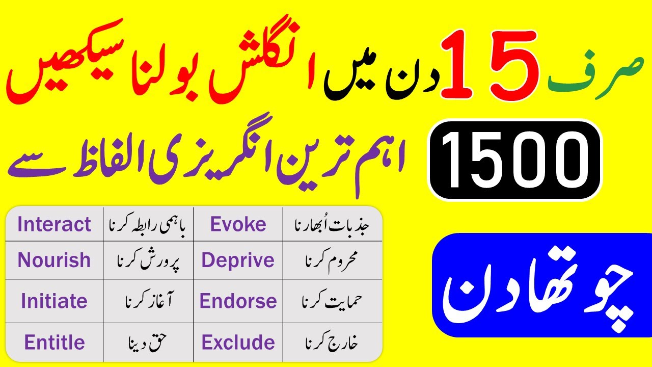 Master 1500 English Vocabulary Words in Just 15 Days with Urdu Meaning-Day 4