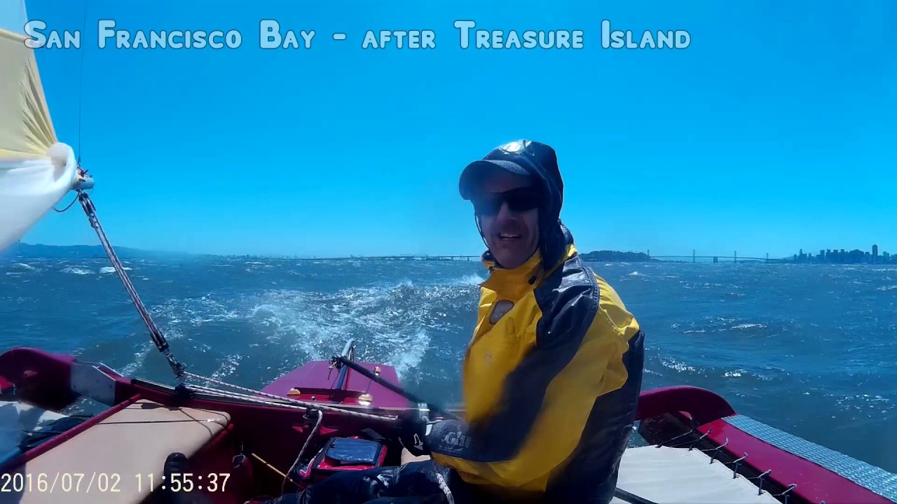 A Cross 18 Trimaran sailing through San Francisco Bay. Part 1