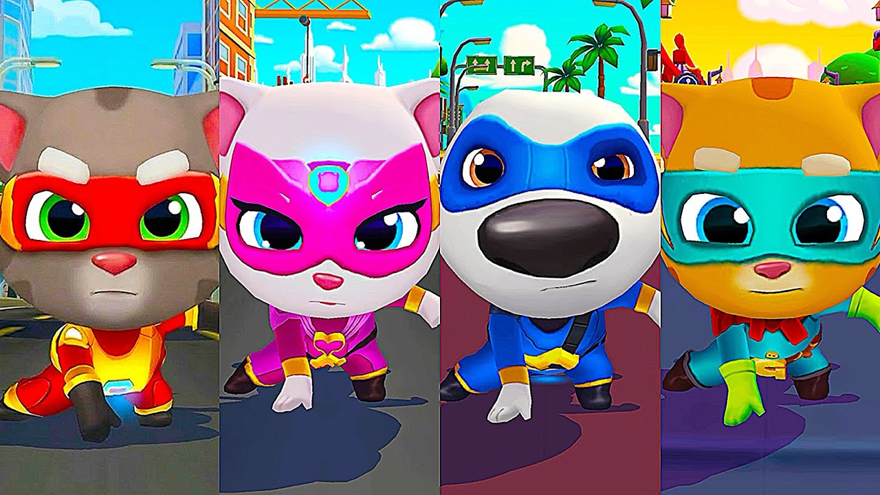 Talking Tom Hero Dash Discover All The Heroes - New Update - All Bosses Fight - Superworld Gameplay 