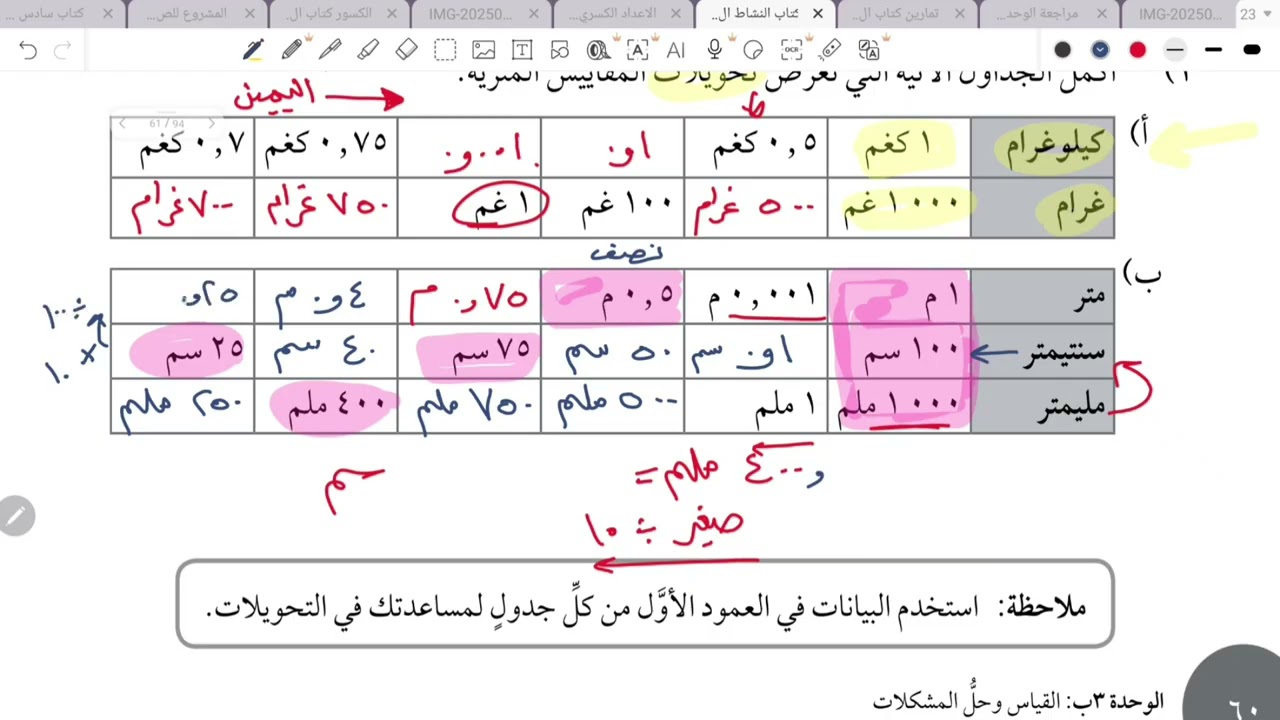 القياسات المترية والإنجليزية #حل كتاب النشاط  |السعة والكتلة  رياضيات الصف السادس