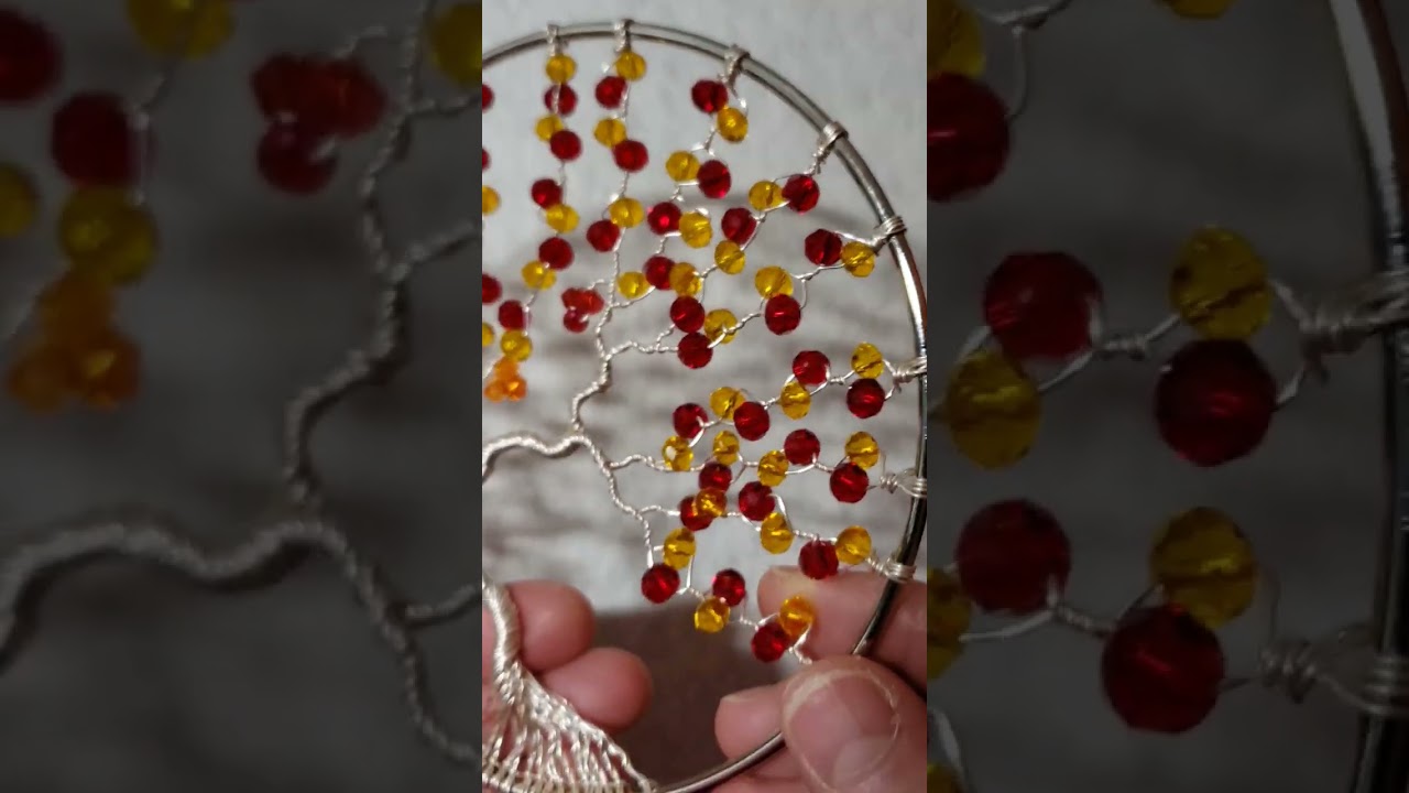wire tree suncatcher with glass crystals.