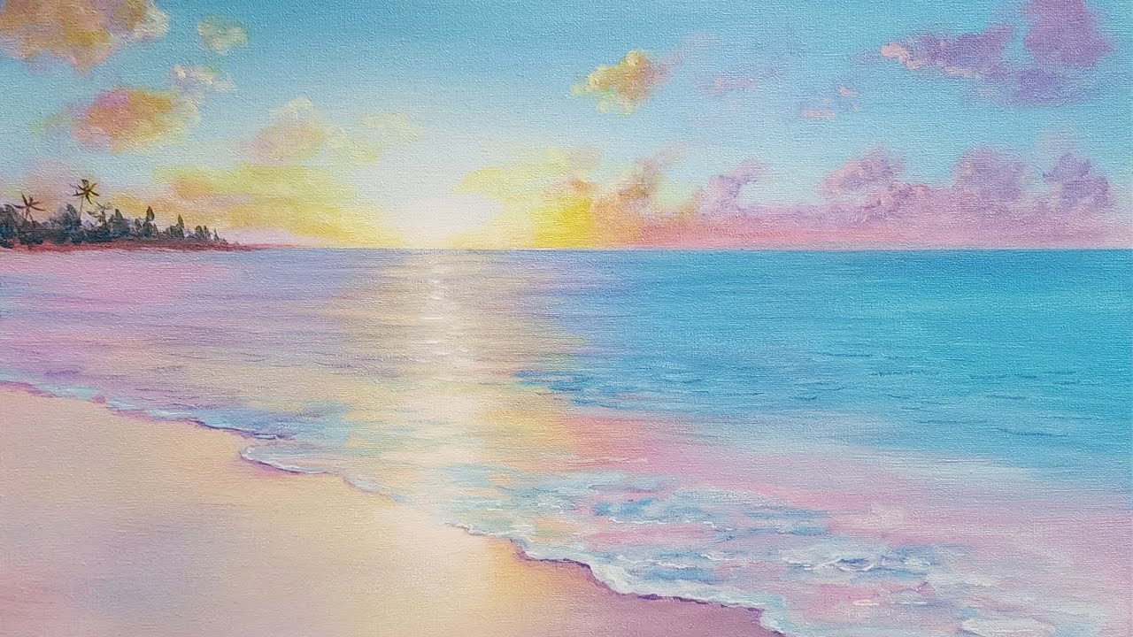 How to Paint a Simple Seascape Acrylic Painting LIVE Tutorial
