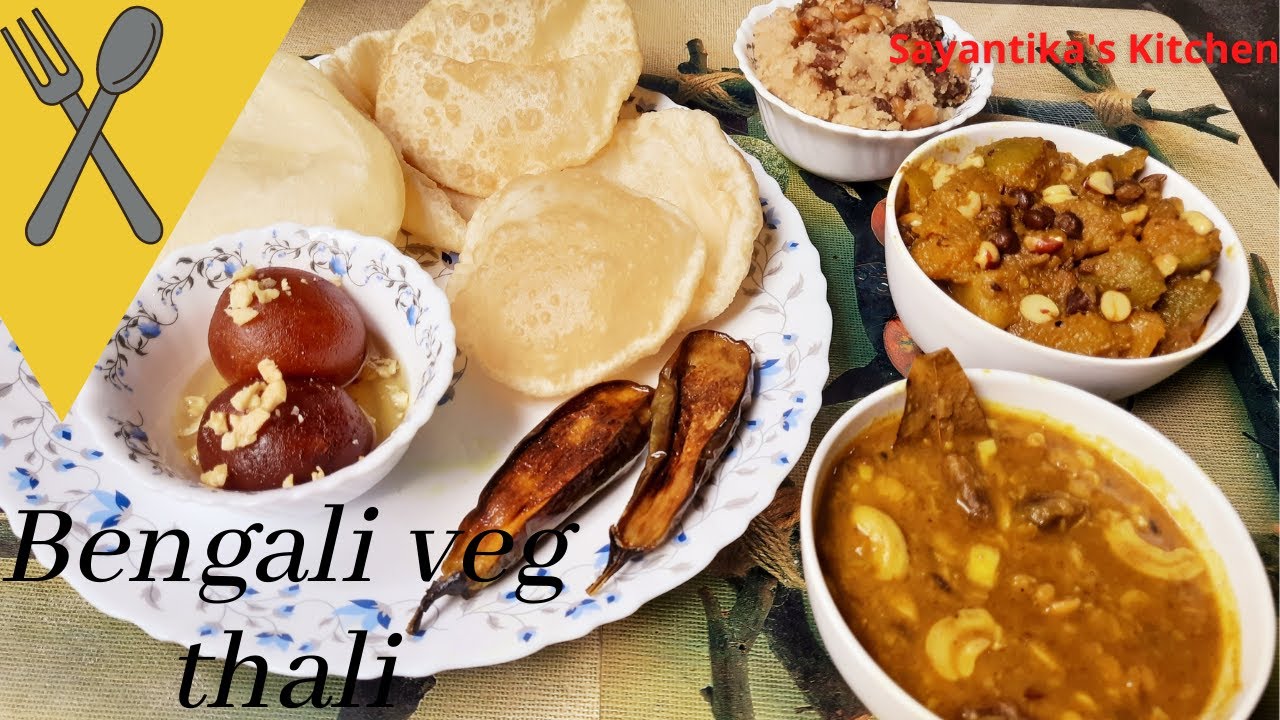 দুর্গাপুজা(ষষ্ঠী) স্পেশাল বাঙালীর পছন্দের নিরামিষ থালি/Chholar Dal,Luchi_Bengali Thali Recipe Veg
