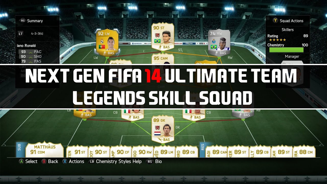 Next Gen FIFA 14 Ultimate Team Legends Skill Squad