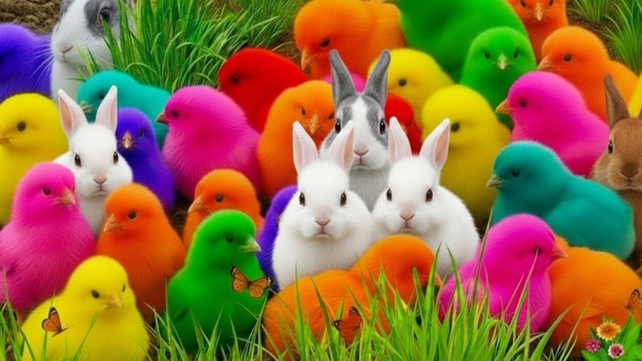 Menangkap Ayam Rainbow Lucu | Bebek, Angsa & Kelinci