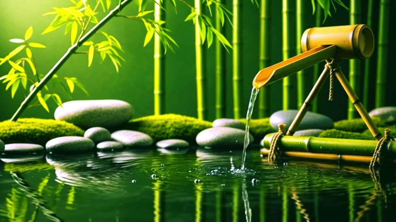 Meditation Music with Bamboo Water Fountain – Calm Mind & Stress Relief