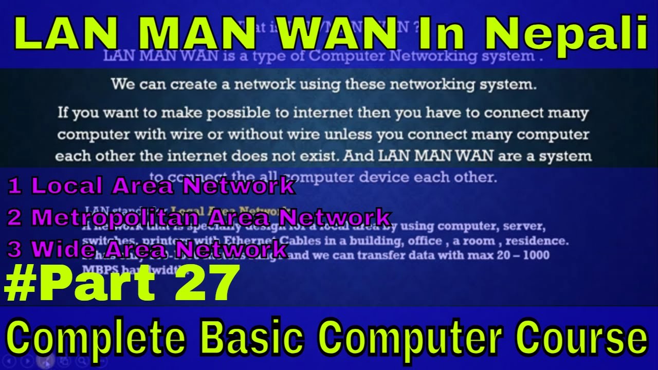 What is LAN MAN WAN In Nepali| what is Networking | Basic Computer Course In Nepali |Technical Nepal