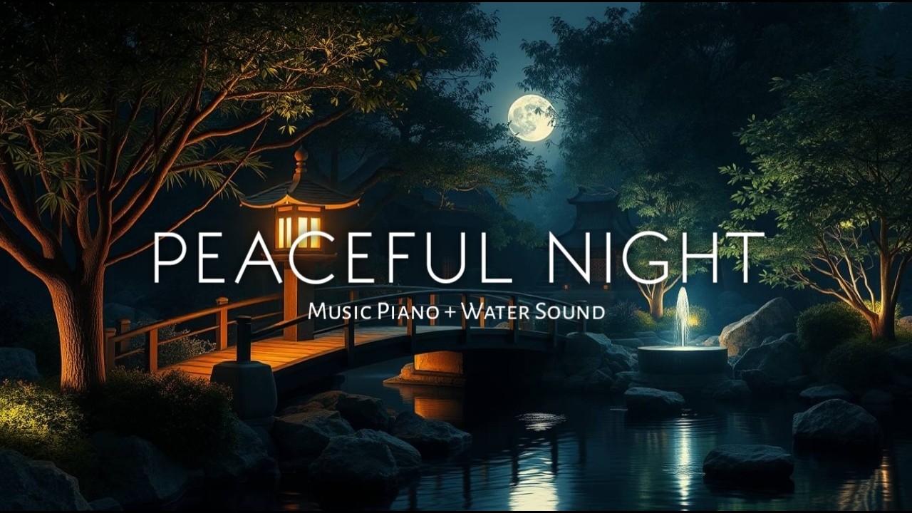 Traditional Tea House 🌙 Soothing Piano & Flowing Water