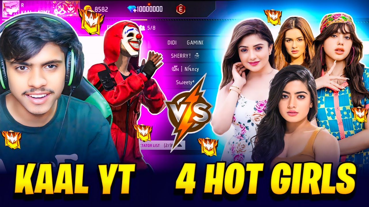 Me Vs 4 Pro girls 😨❤️ - grandmaster girls call me noob || papa ki pari ka attitude 😤 - free fire