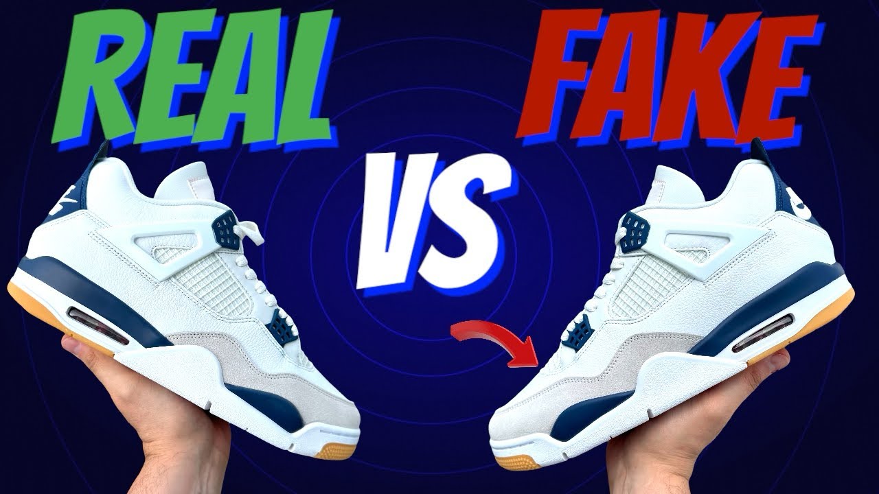 2025 Real Vs Fake Nike Air Jordan 4 SB “Navy”
