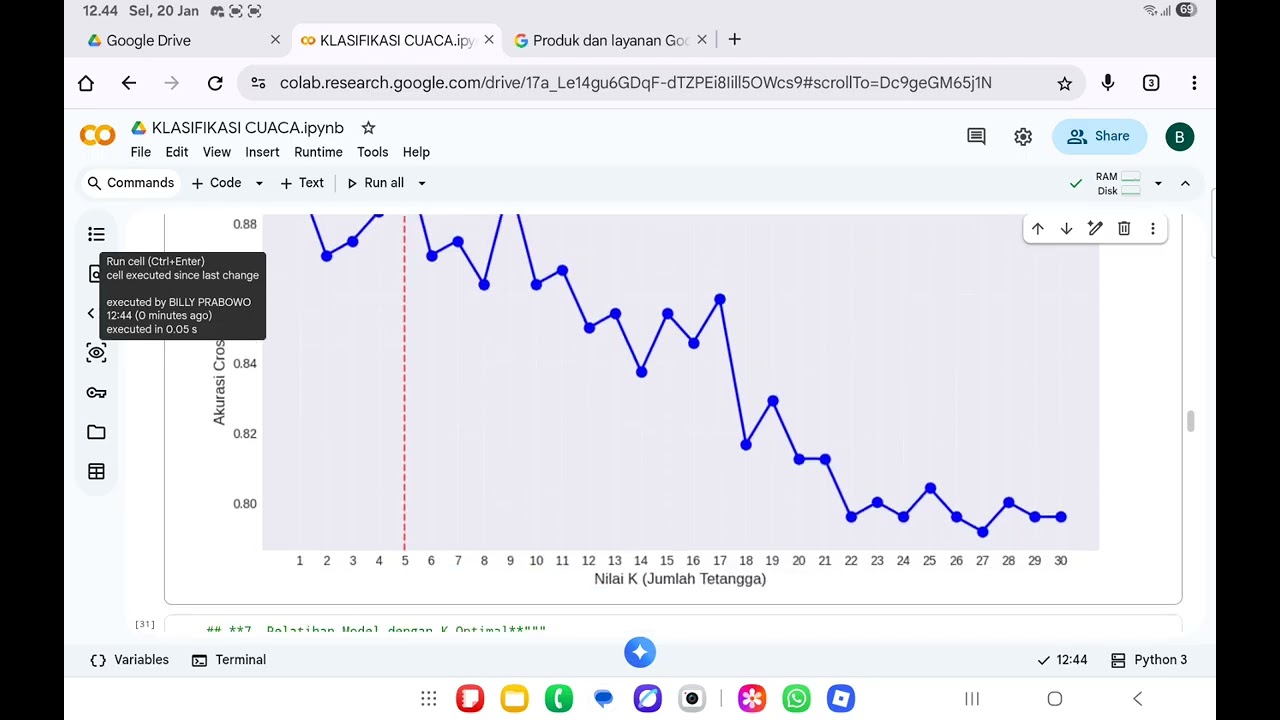 KLASIFIKASI CUACA DENGAN METODE KNN MENGGUNAKAN GOGLE COLLAB