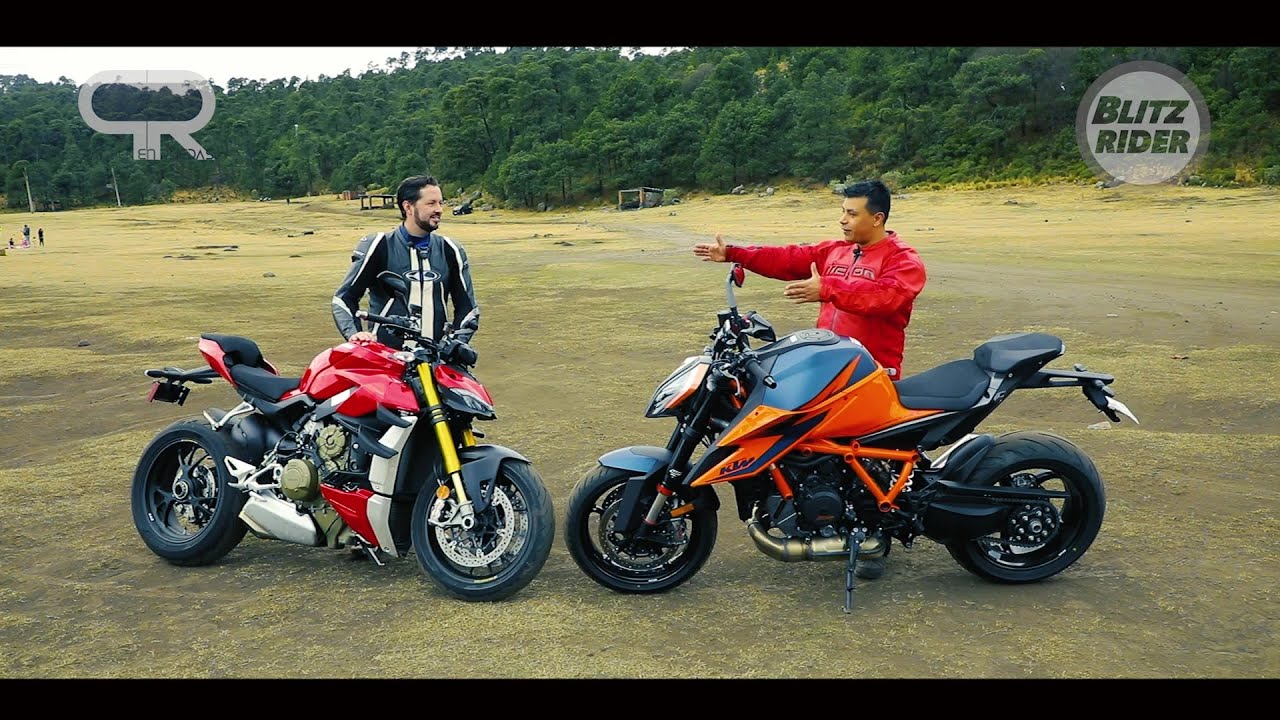 KTM SUPER DUKE 1290 R VS DUCATI STREETFIGHTER V4 S BLITZ RIDER CON PATRICK EN RUEDAS