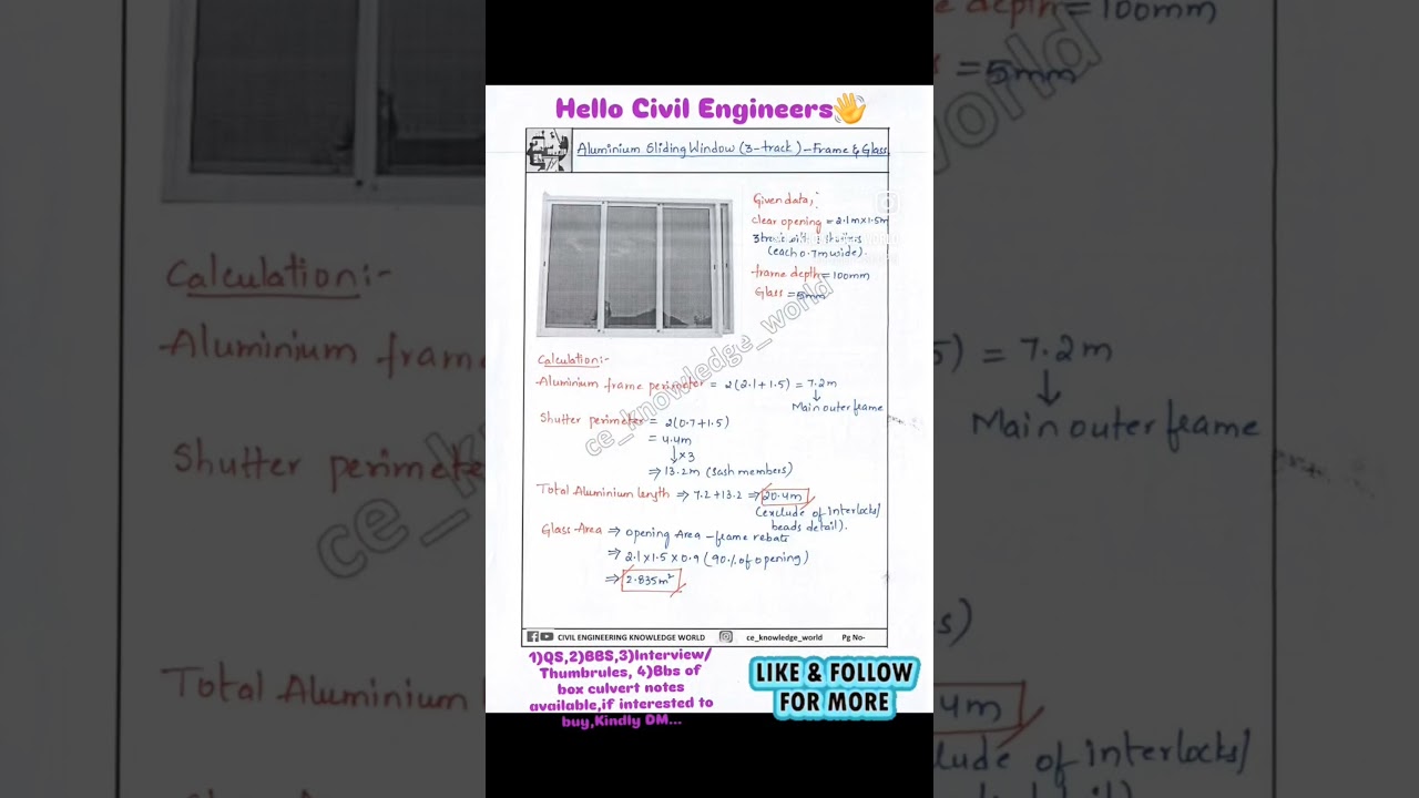 How to Calculate the Qty of Aluminium Length and Glass req for Aluminium Sliding Window(3-Track 3S)