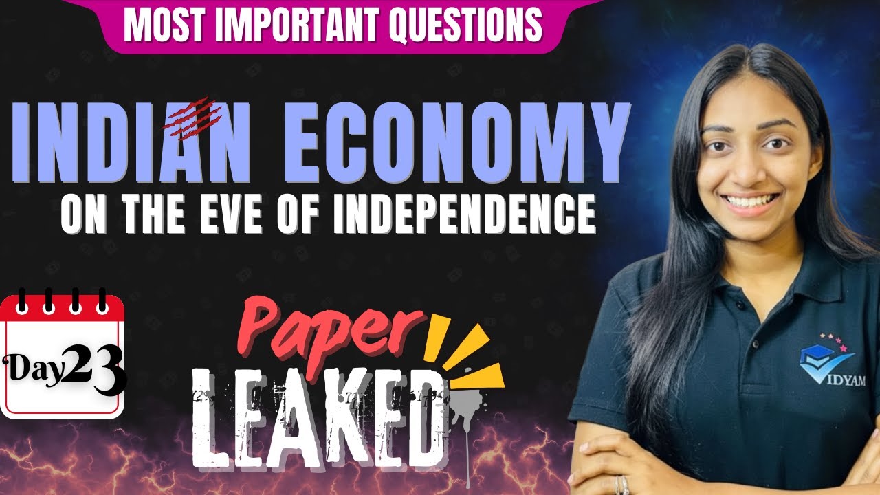 CH-1 INDIAN ECONOMY ON THE EVE OF INDEPENDENCE I MOST IMPORTANT QUESTIONS OF IED I CH-1 IED