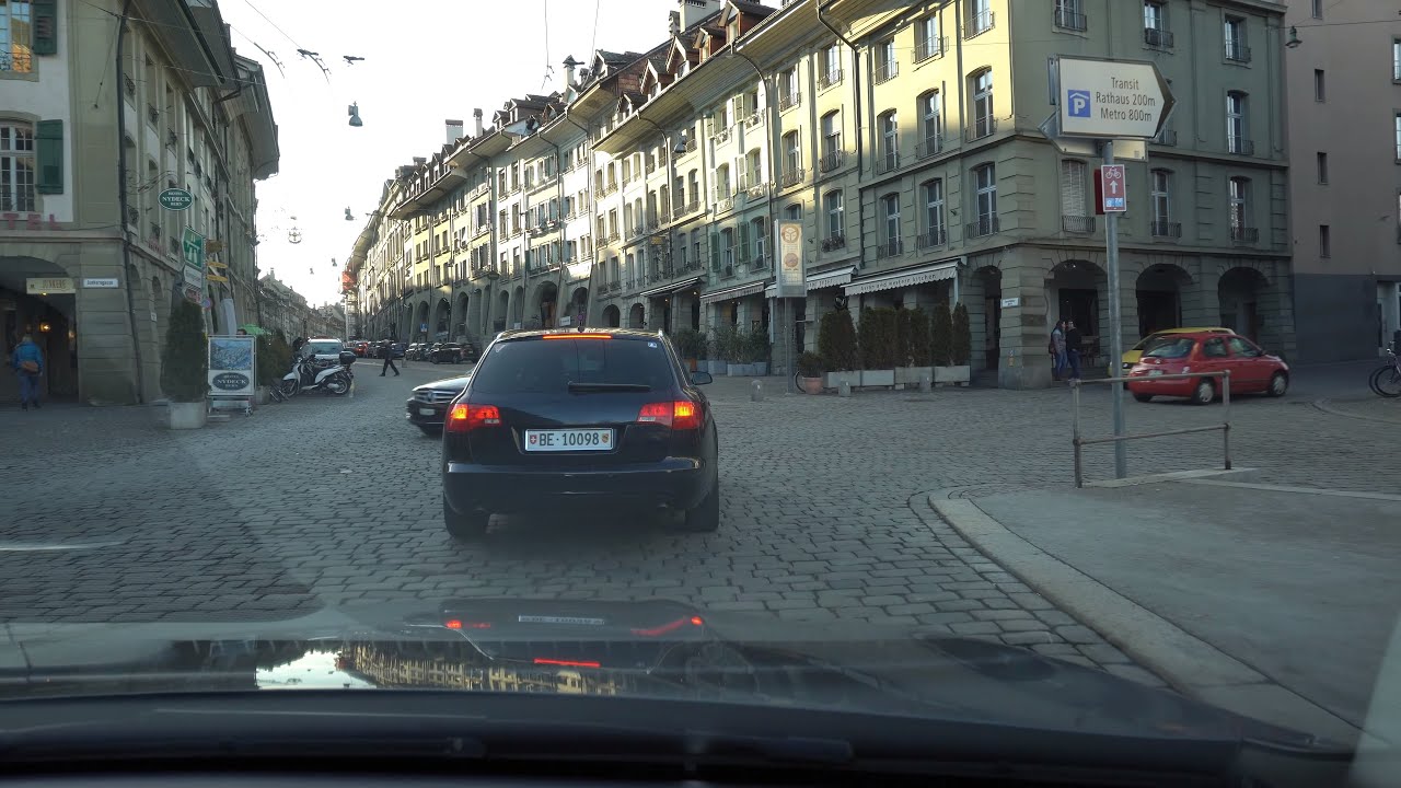 Driving in and around Bern's old town in Switzerland in 4K 1/2