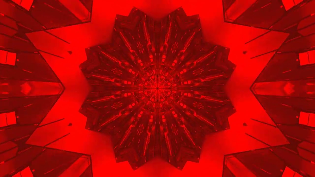 10 hours Red Neon Tunnel Kaleidoscope 4k uhd 60fps screensaver Vj loop