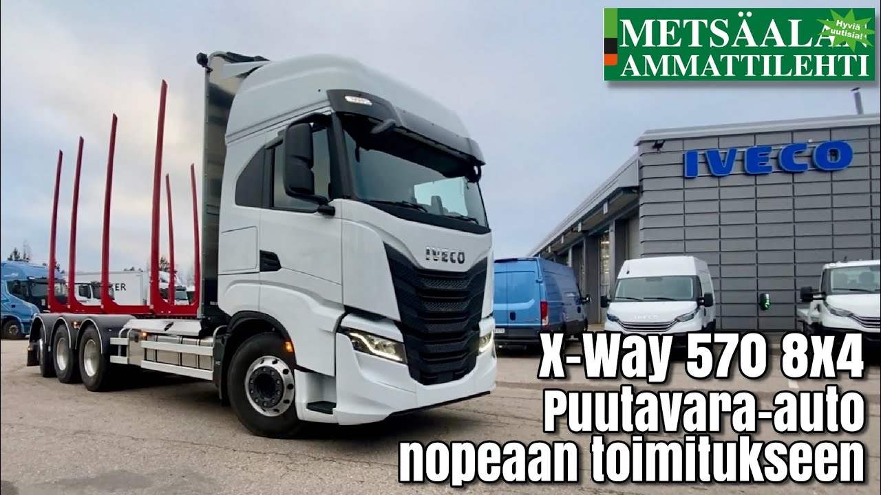 Iveco X-Way 570 8x4 puutavara-auto nopeaan toimitukseen